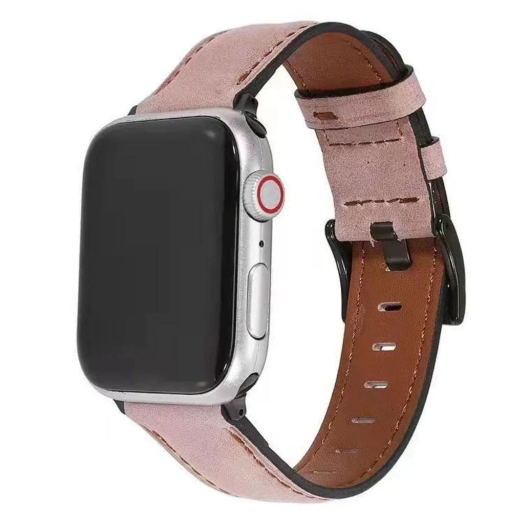 Bracelete em pele Vintage leather para Apple Watch SE 2022 40mm Rosa
