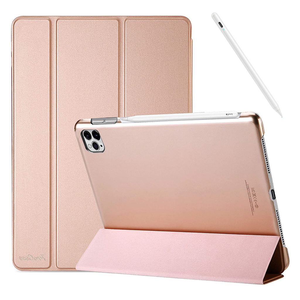 Capa Book Cover Folio com Smart Seep Rosa e Caneta stylus com palm rejection iPad Pro 12.9 2018