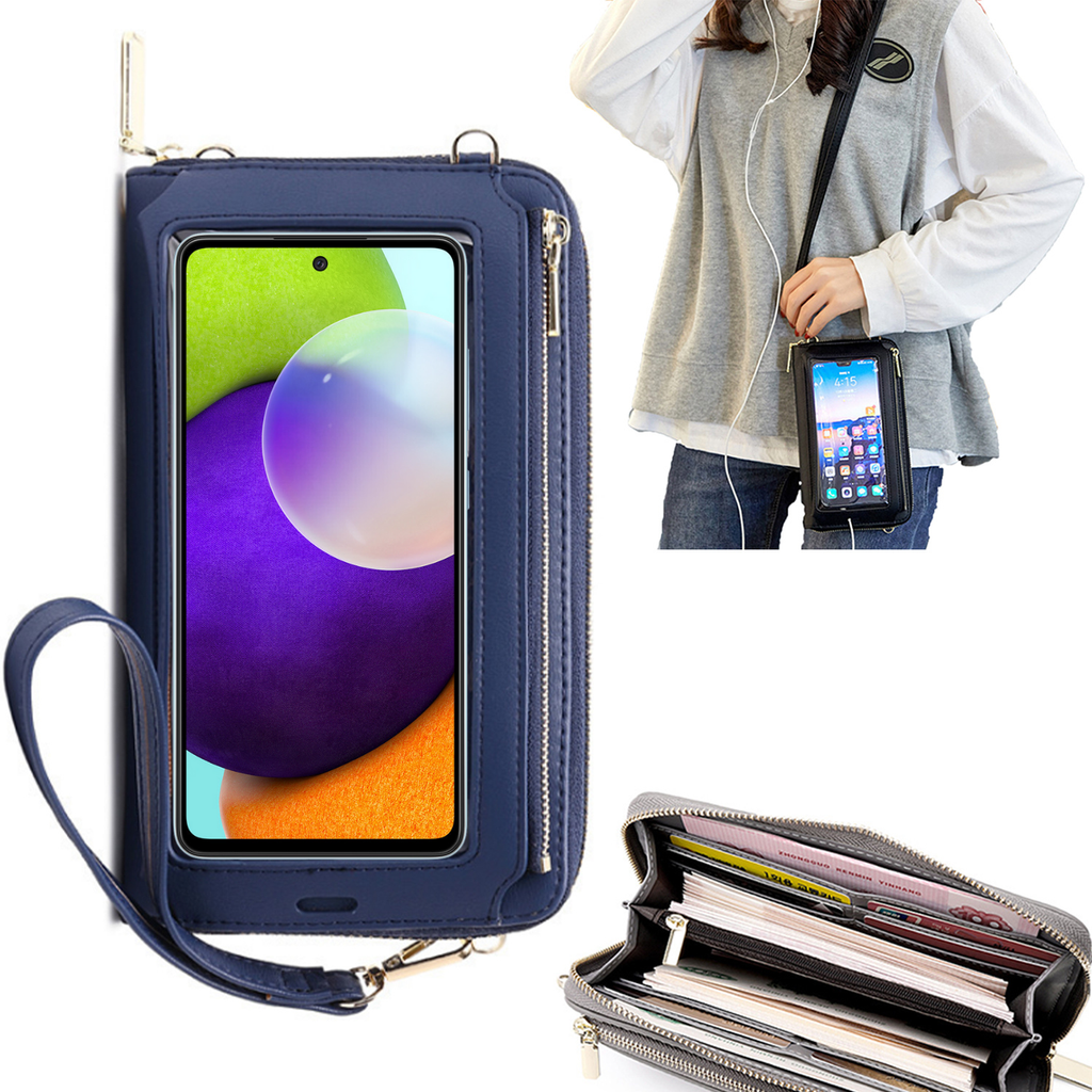 Bolsa Mala tira-colo com função touch ecrã Samsung A52 4G Azul claro