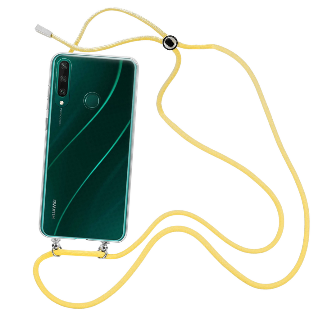 Capa cristal com fio cordão amarelo para Huawei Y6P