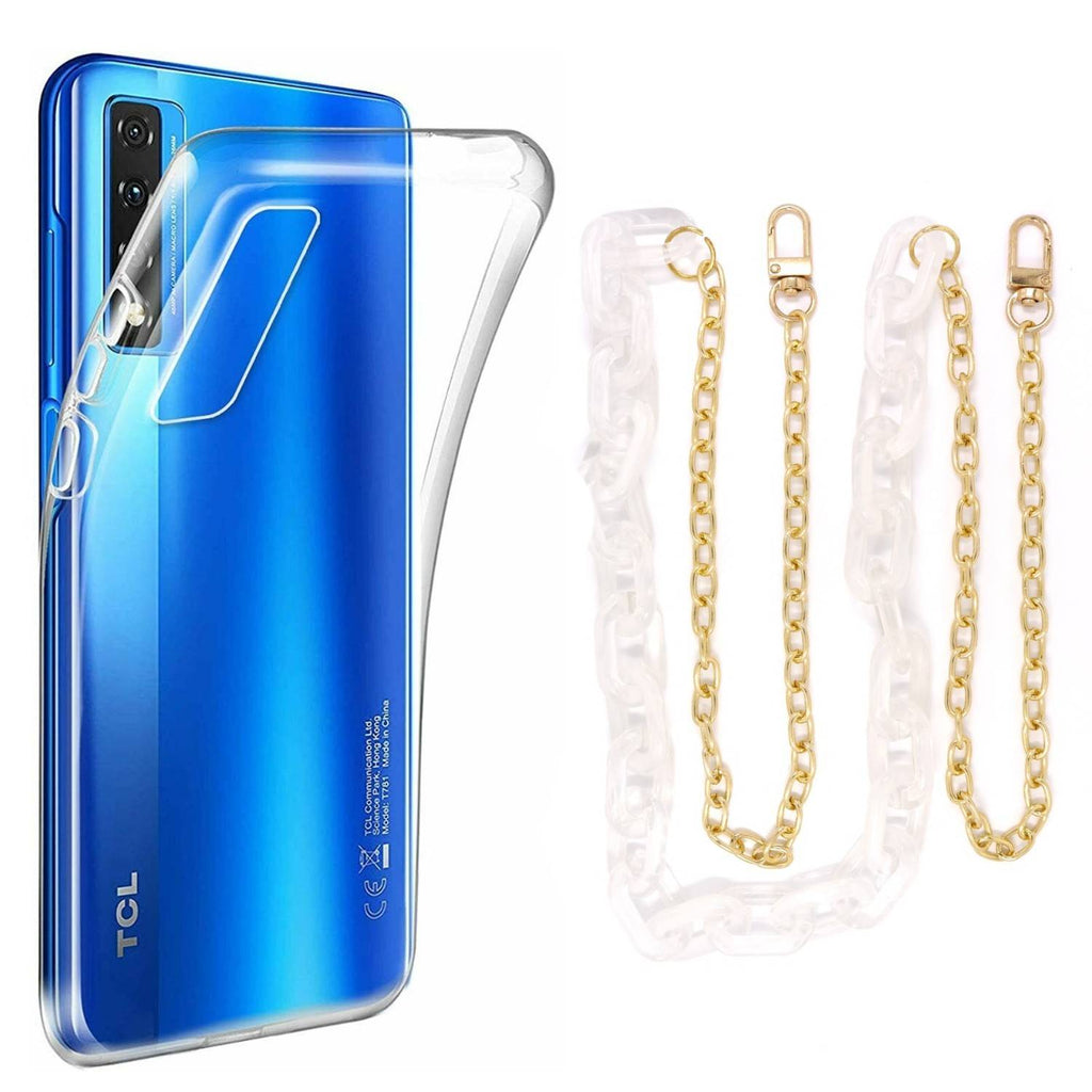 Capa cristal com cordão corrente branco para TCL Stylus 5G