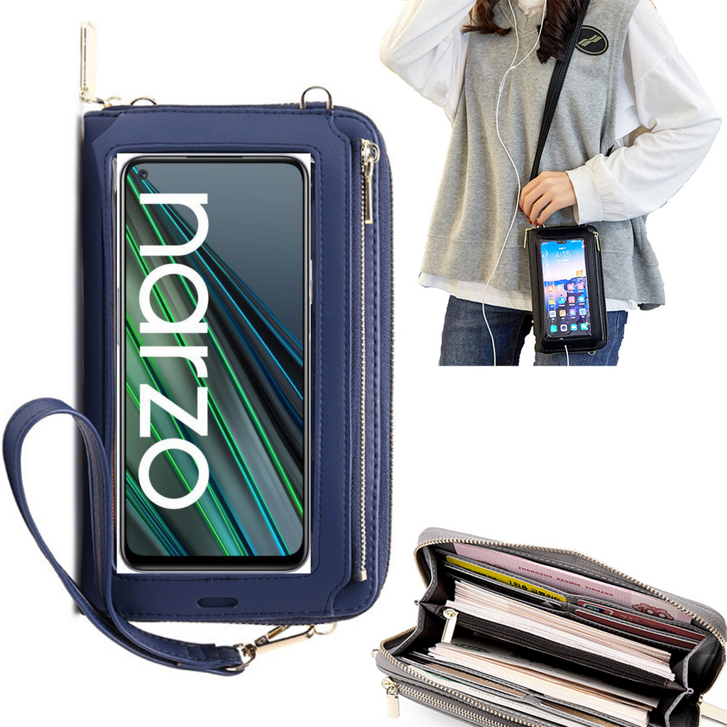 Bolsa Mala tira-colo com função touch ecrã Realme Narzo 30 5G Azul claro