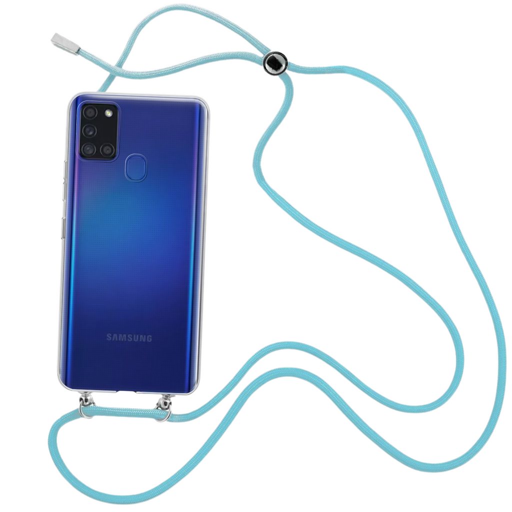 Capa cristal com fio cordão azul para Samsung Galaxy A21s