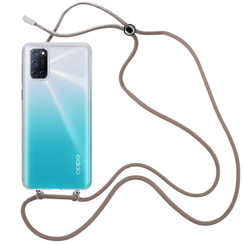 Capa cristal com fio cordão castanho para Oppo A52