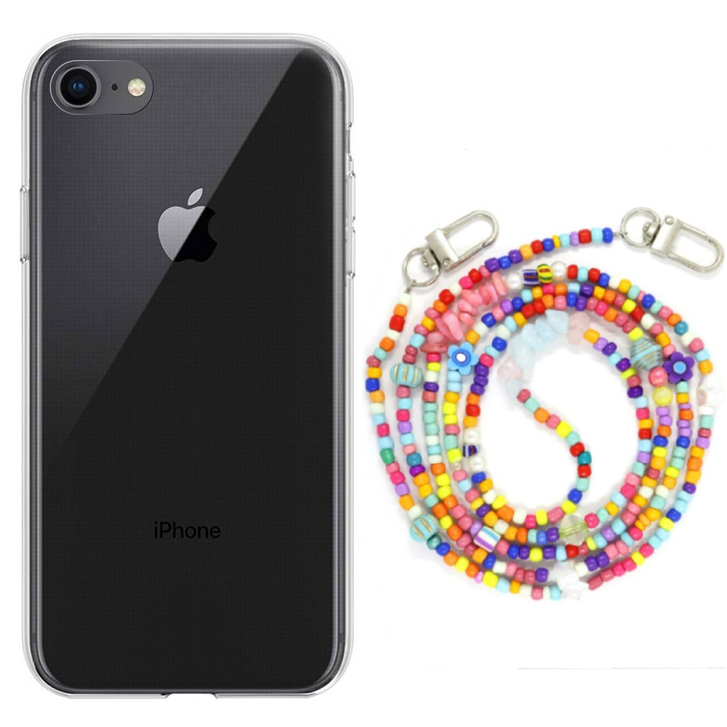 Capa cristal com fio miçanga colorful para iPhone 8