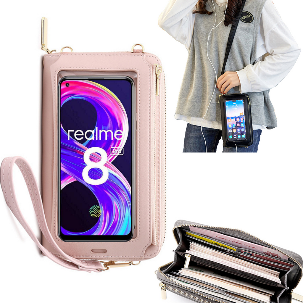Bolsa Mala tira-colo com função touch ecrã Realme 8 Pro Rosa
