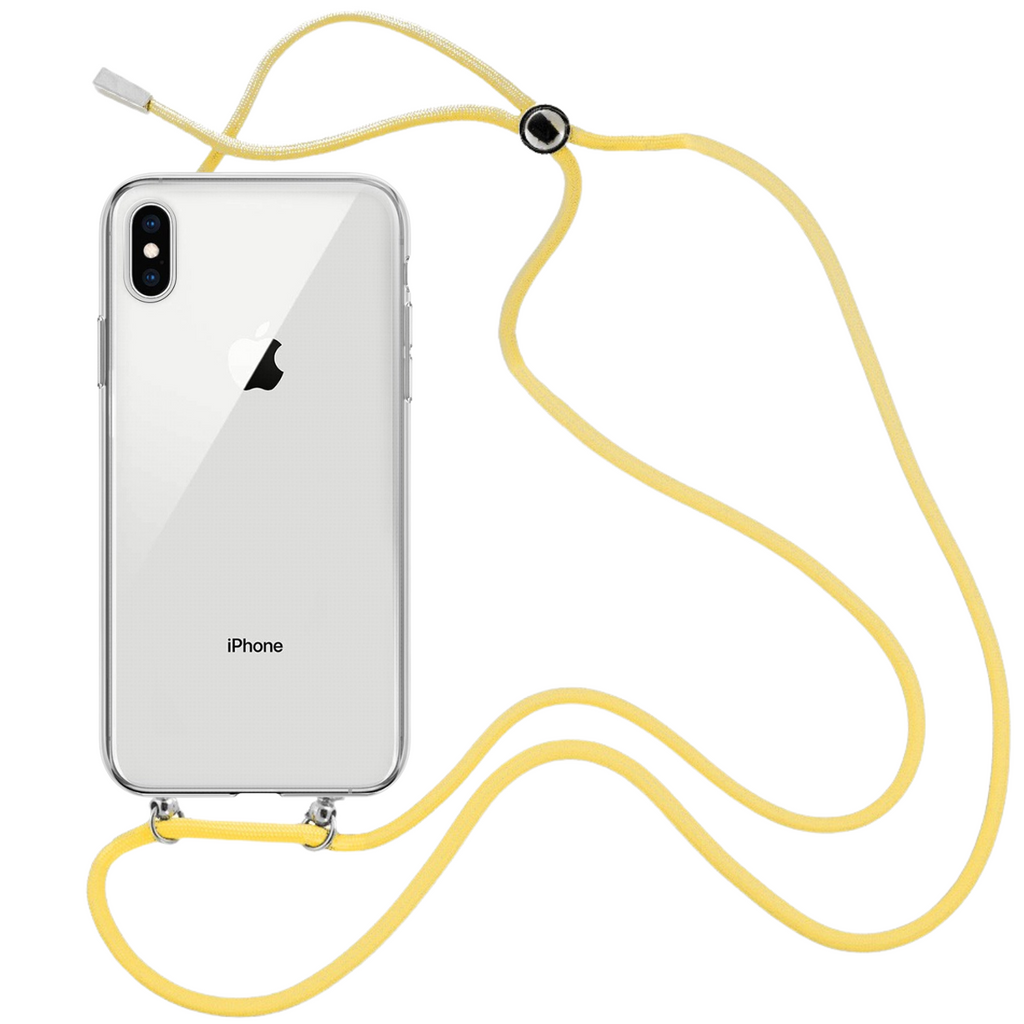 Capa cristal com fio cordão amarelo para iPhone Xs Max