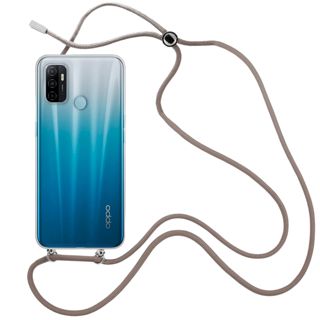 Capa cristal com fio cordão castanho para Oppo A53