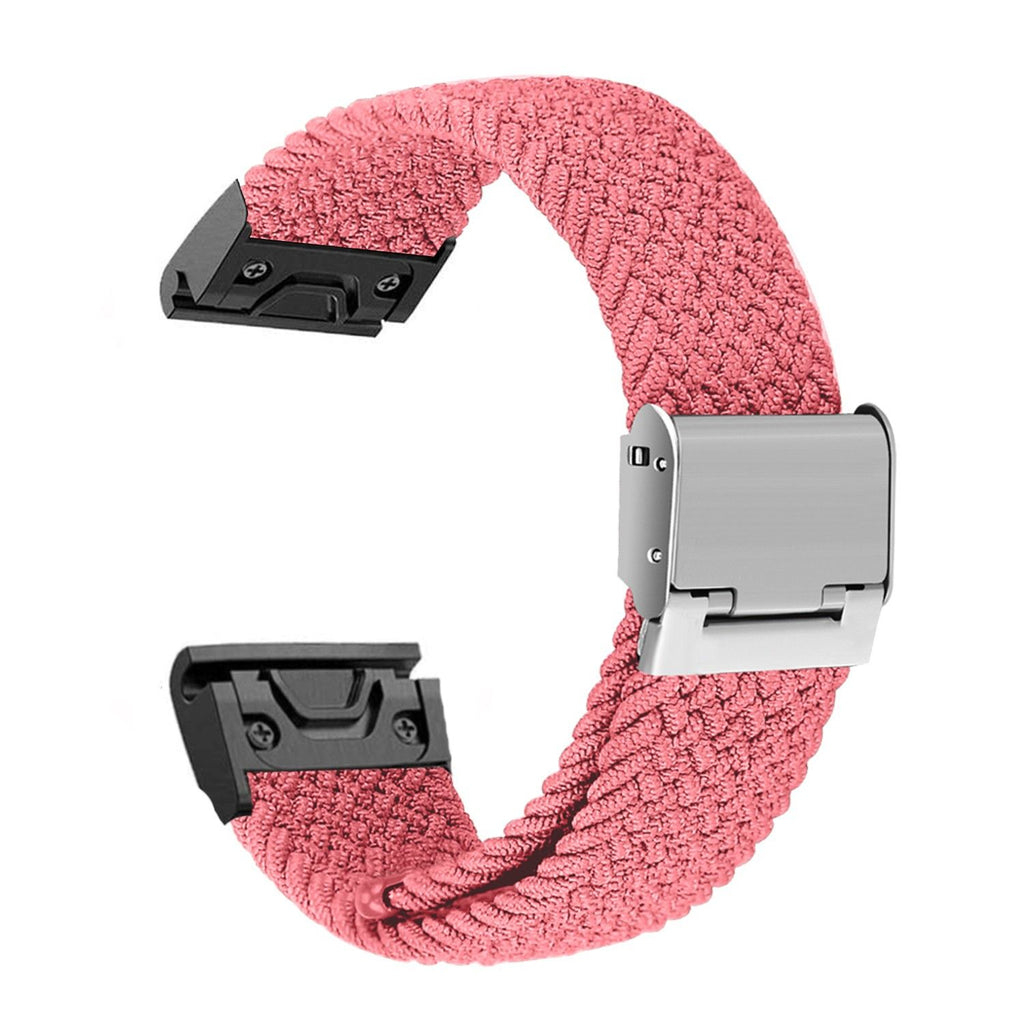 Bracelete entrançada Solo loop ajustável para Garmin quatrix 7 - Sapphire Edition Rosa