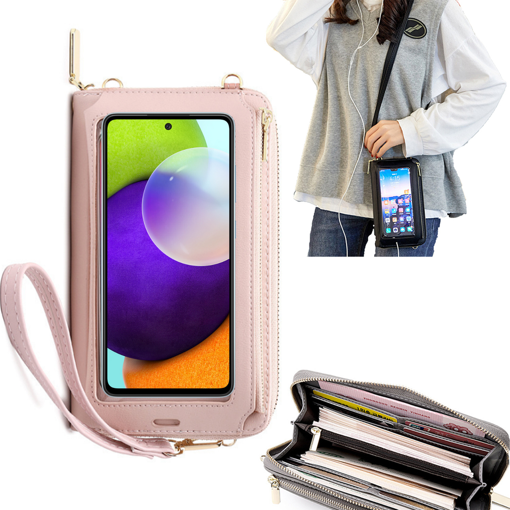 Bolsa Mala tira-colo com função touch ecrã Samsung A52 4G Rosa