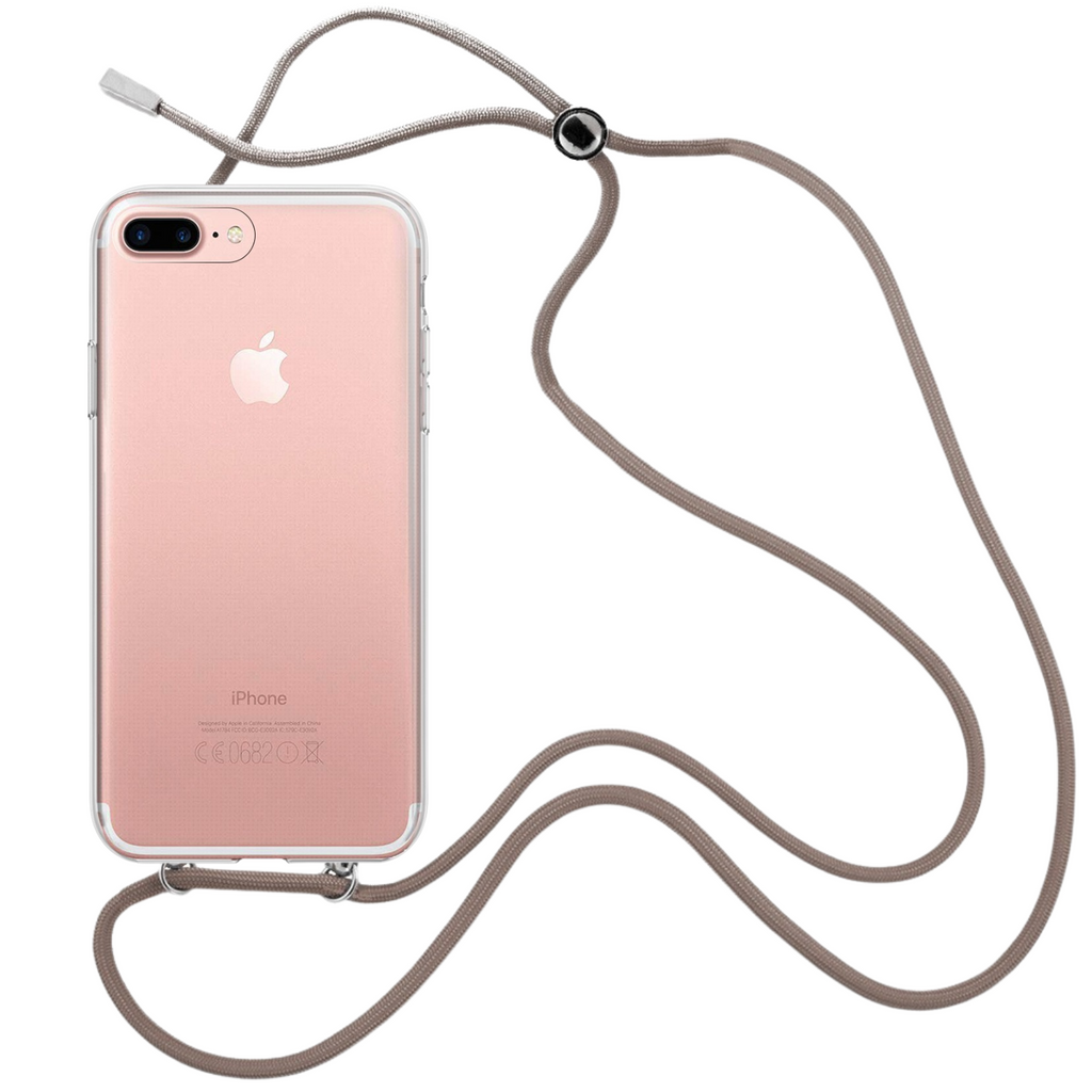 Capa cristal com fio cordão castanho para iPhone 8 Plus