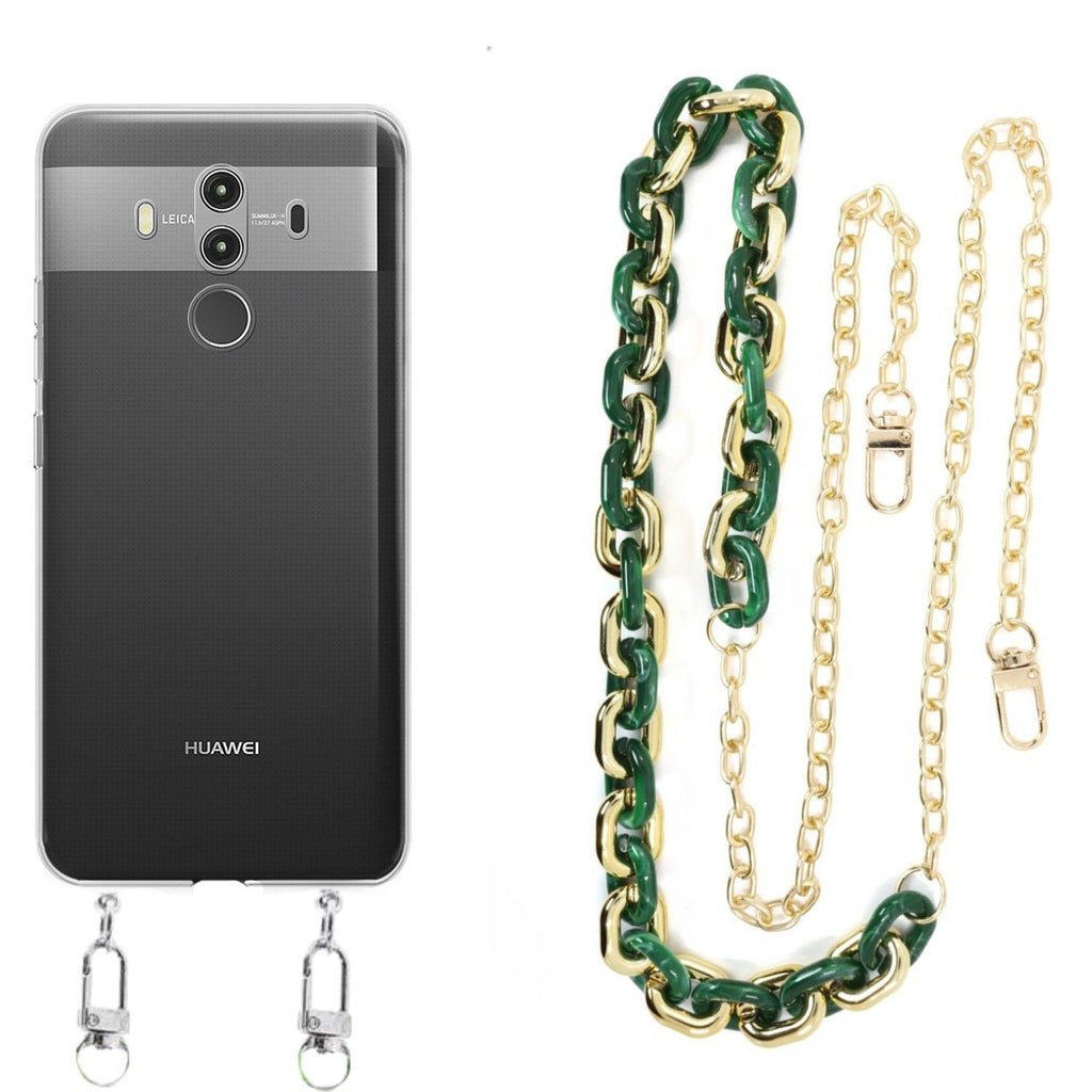 Capa cristal com cordão corrente verde para Huawei Mate 10 Pro