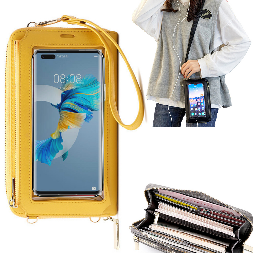 Bolsa Mala tira-colo com função touch ecrã Huawei Mate 40 Pro Amarelo
