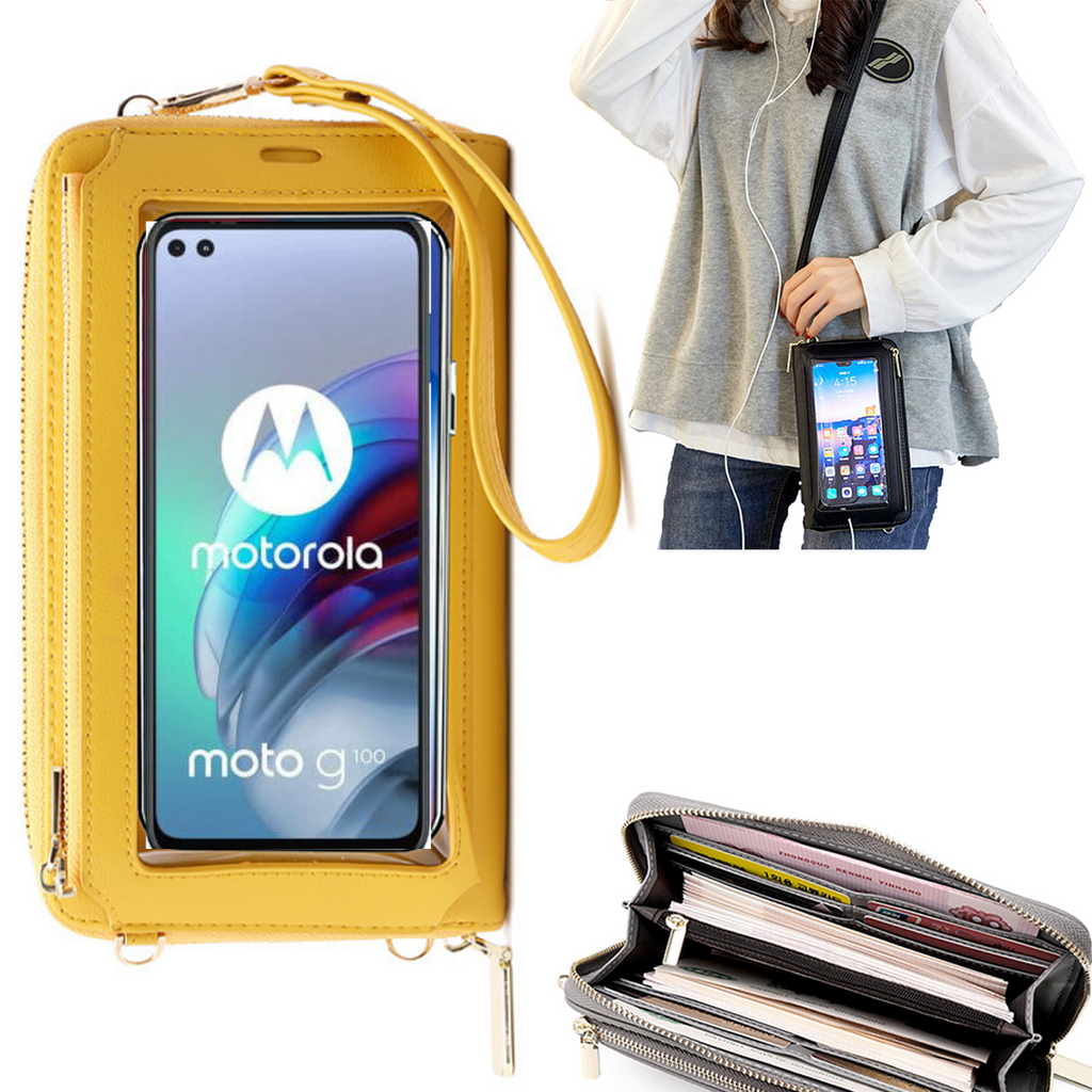 Bolsa Mala tira-colo com função touch ecrã Motorola Moto G100 Amarelo