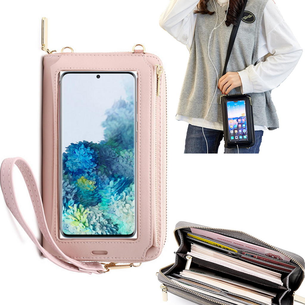 Bolsa Mala tira-colo com função touch ecrã Samsung S20 Rosa