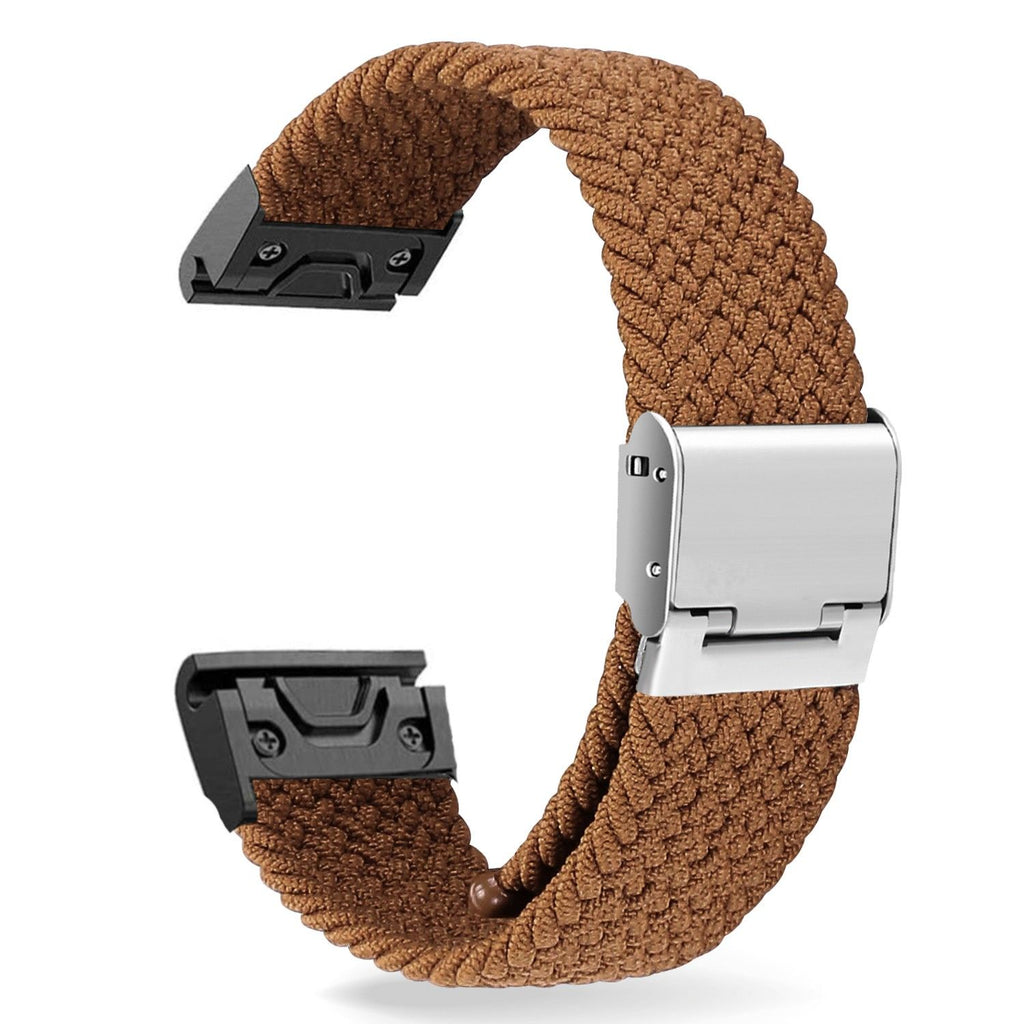 Bracelete entrançada Solo loop ajustável para Garmin Instinct Solar - Surf Edition Castanho