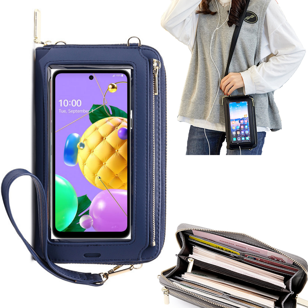 Bolsa Mala tira-colo com função touch ecrã LG K52 Azul claro