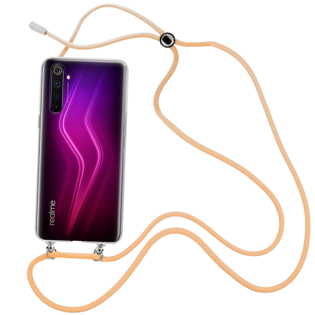 Capa cristal com fio cordão laranja para Realme 6 Pro