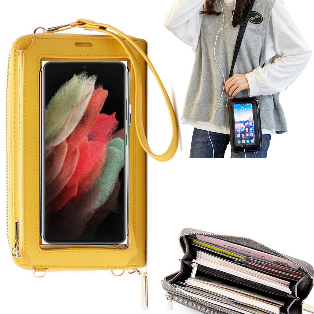 Bolsa Mala tira-colo com função touch ecrã Samsung S21 Ultra Amarelo