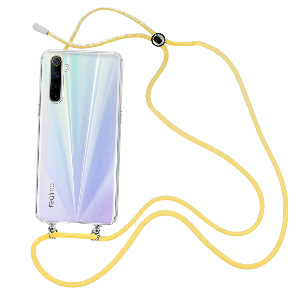 Capa cristal com fio cordão amarelo para Realme 6