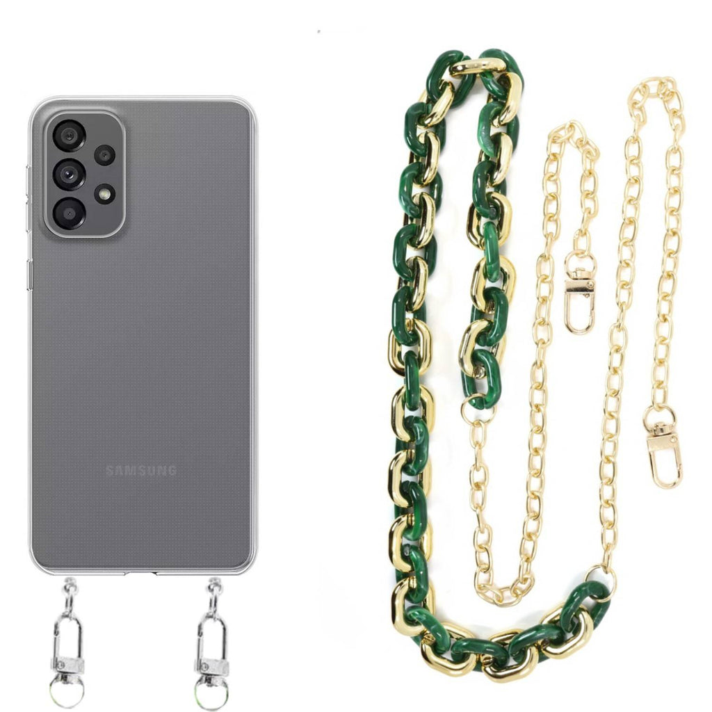 Capa cristal com cordão corrente verde para Samsung Galaxy A33