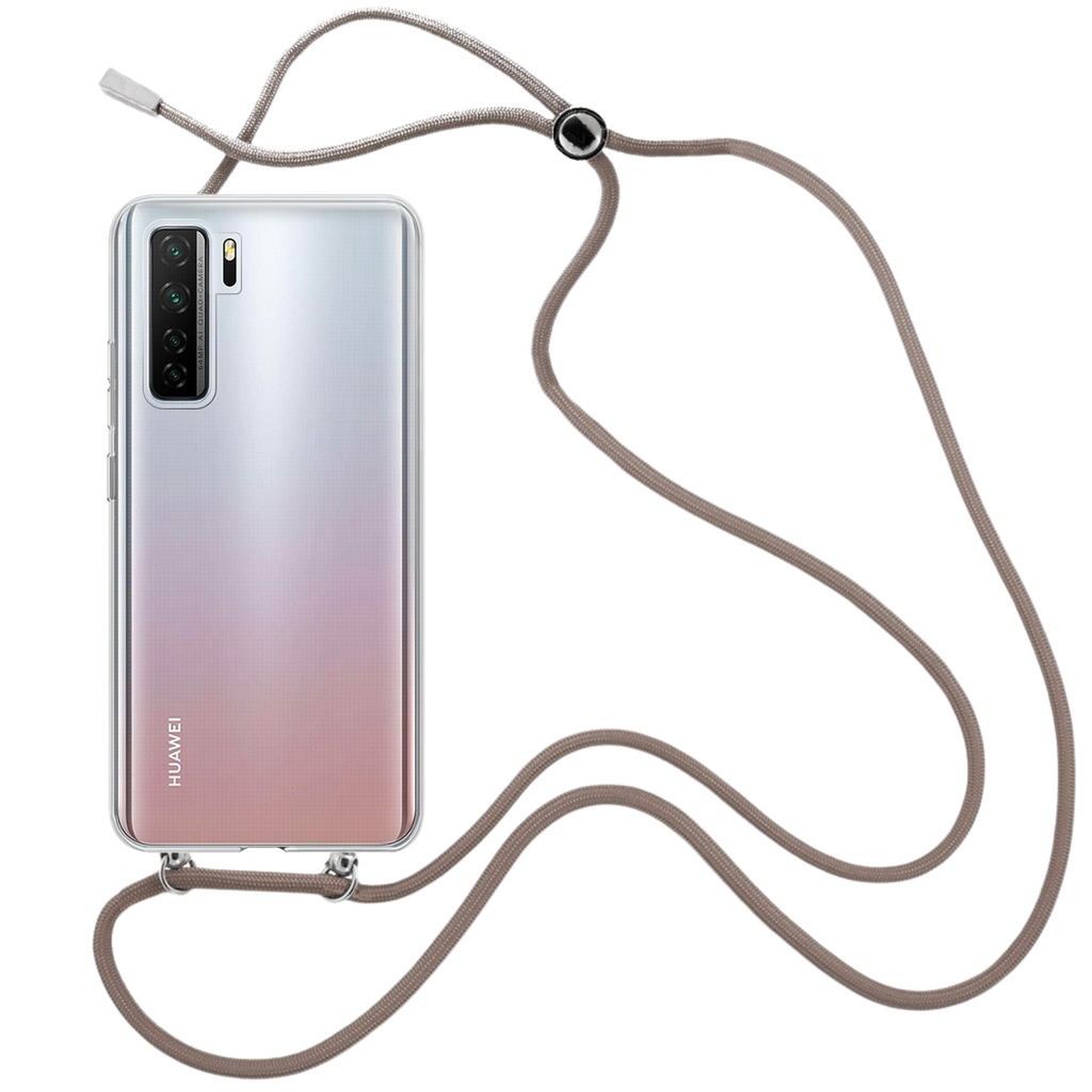 Capa cristal com fio cordão castanho para Huawei P40 Lite 5G