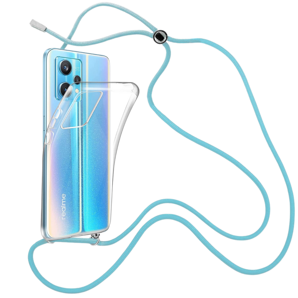 Capa cristal com fio cordão azul para Realme 9 Pro Plus