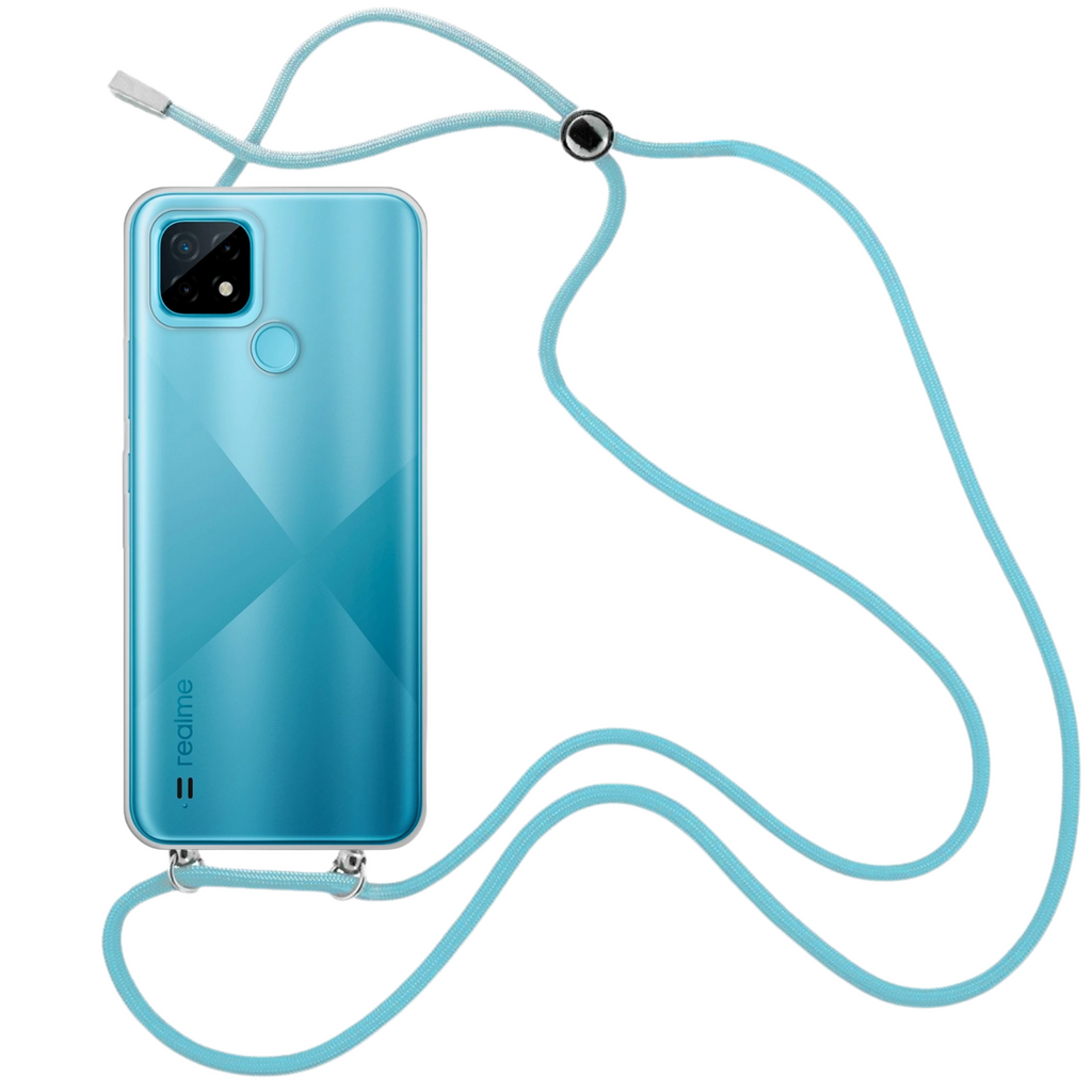 Capa cristal com fio cordão azul para Realme C25Y