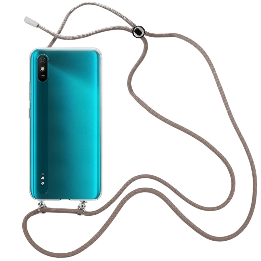 Capa cristal com fio cordão castanho para Xiaomi Redmi 9A