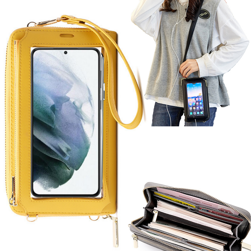 Bolsa Mala tira-colo com função touch ecrã Samsung S21 Plus Amarelo