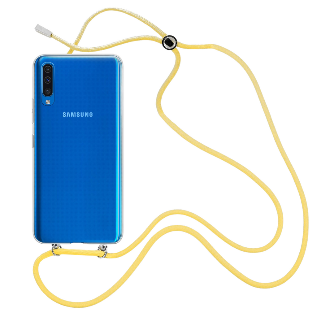 Capa cristal com fio cordão amarelo para Samsung Galaxy A30s