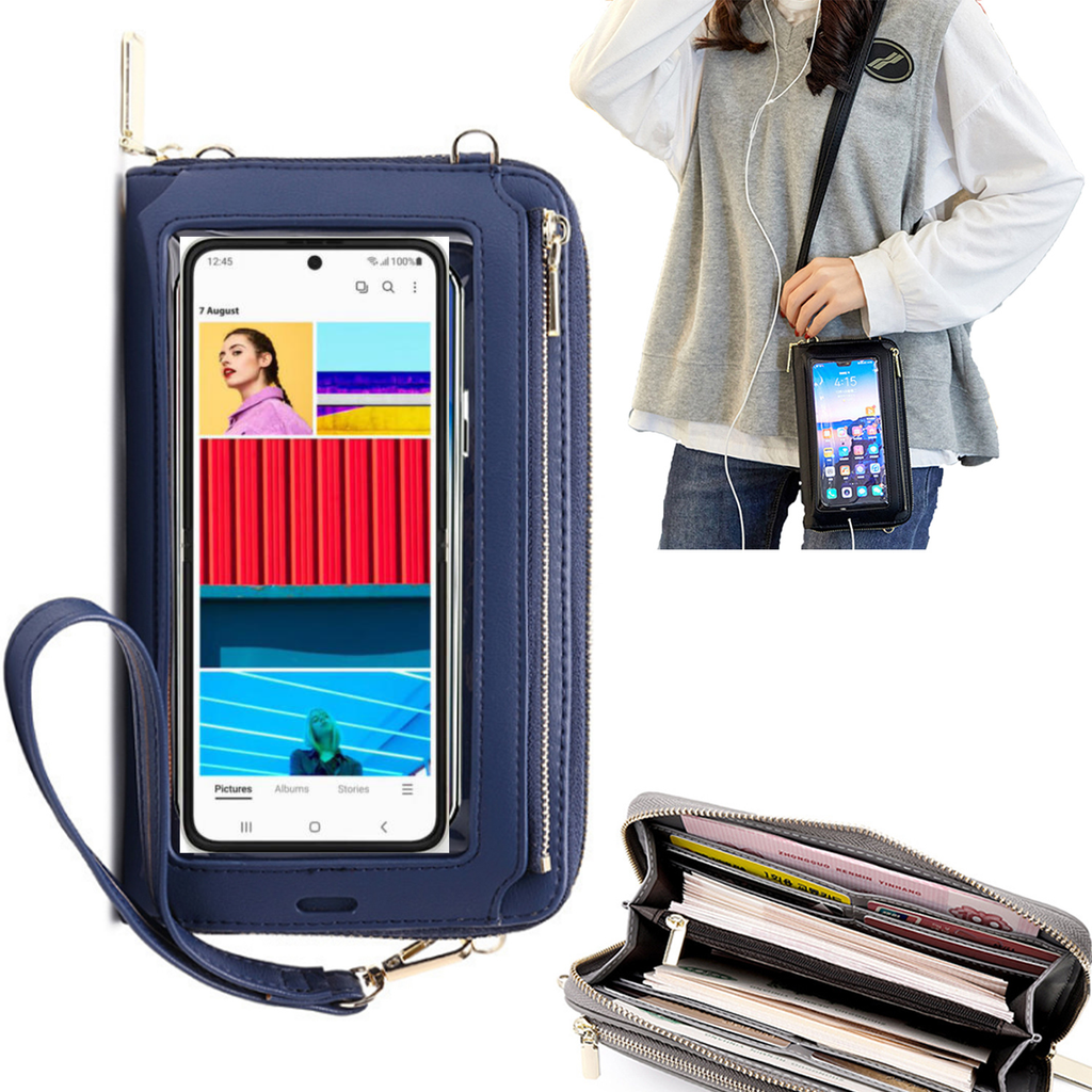 Bolsa Mala tira-colo com função touch ecrã Samsung Z Flip 3 Azul claro