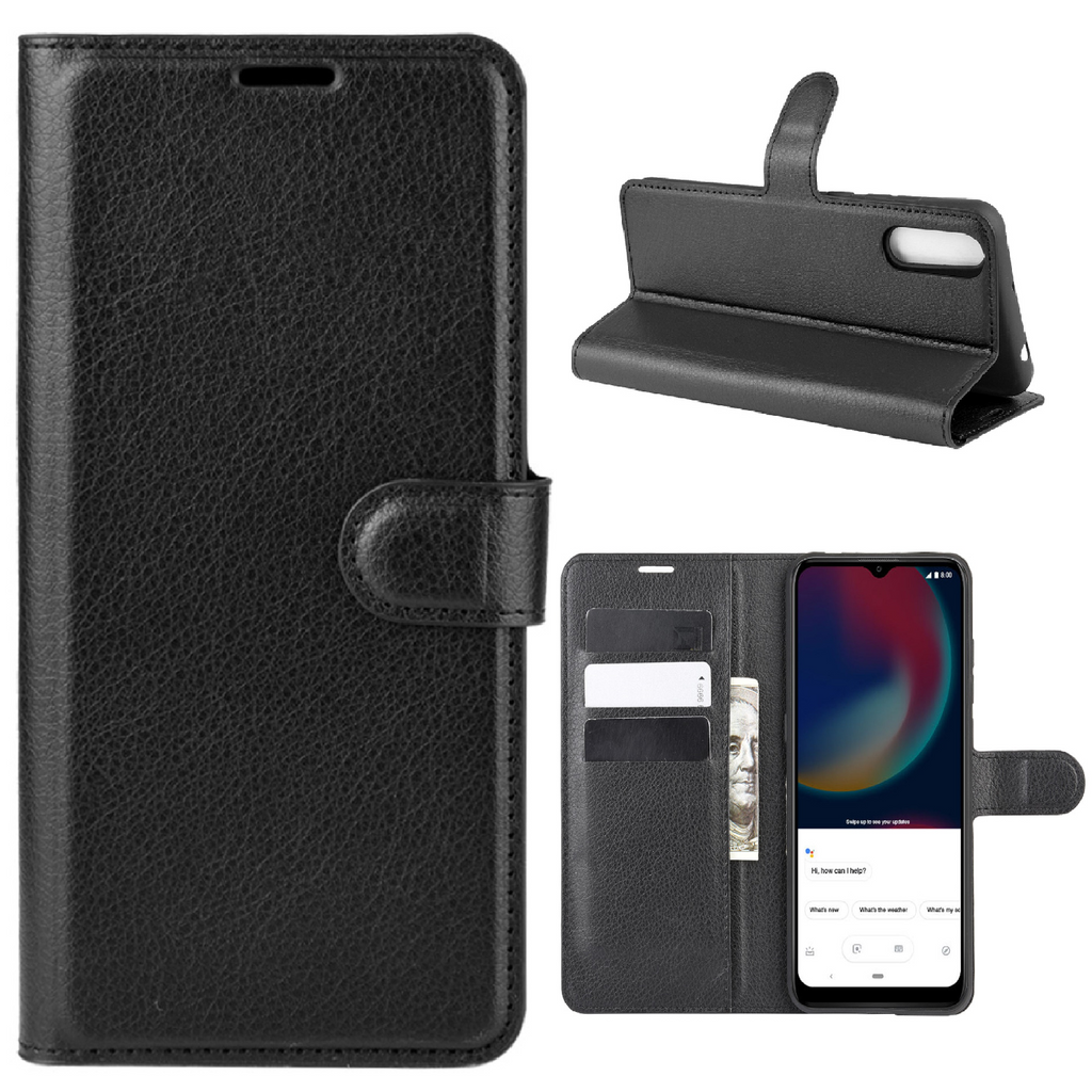 Capa carteira tipo Livro com porta cartões WIKO VIEW 4 Lite Black