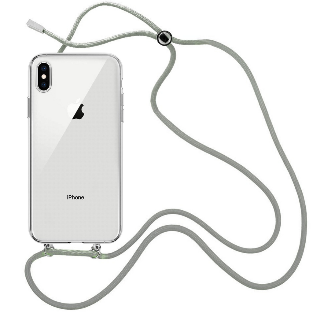 Capa cristal com fio cordão cinza para iPhone Xs Max