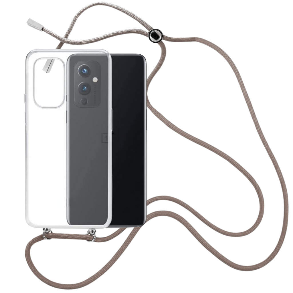 Capa cristal com fio cordão castanho para Oneplus 9