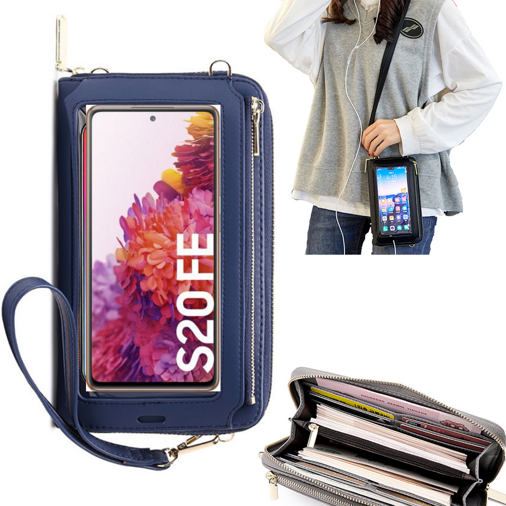 Bolsa Mala tira-colo com função touch ecrã Samsung S20 FE Azul claro
