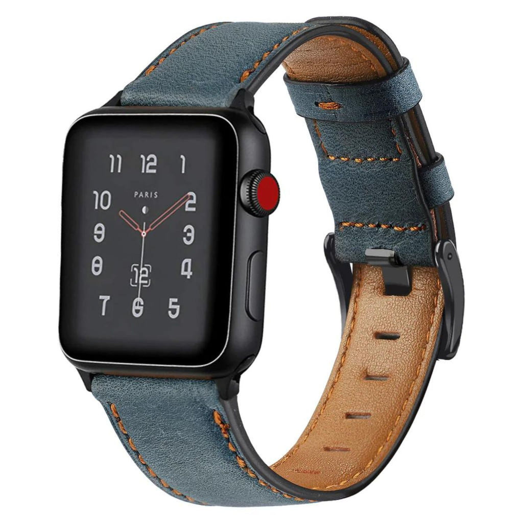 Bracelete em pele Vintage leather para Apple Watch SE 2022 40mm Azul