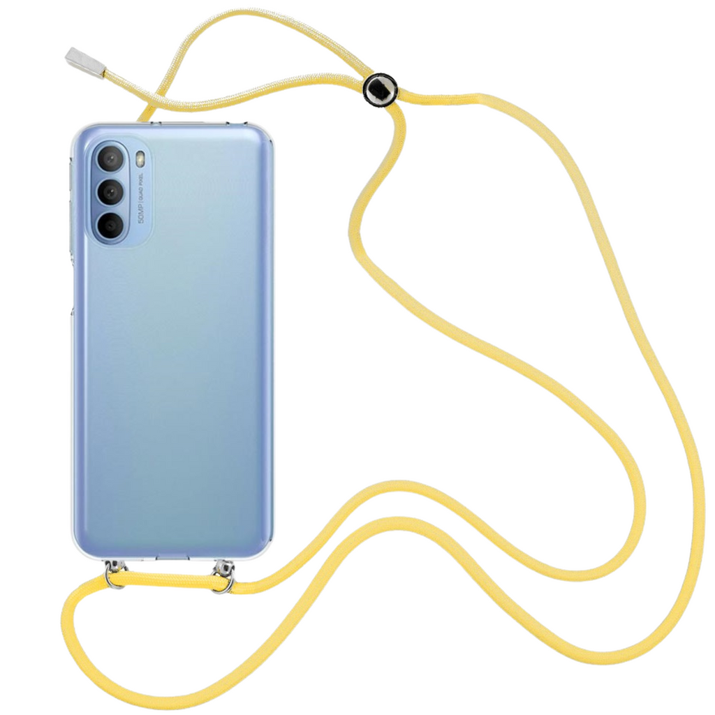 Capa cristal com fio cordão amarelo para Motorola Moto G31