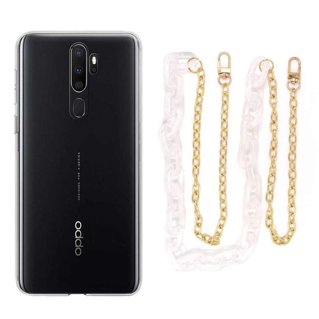 Capa cristal com cordão corrente preto para Oppo A5