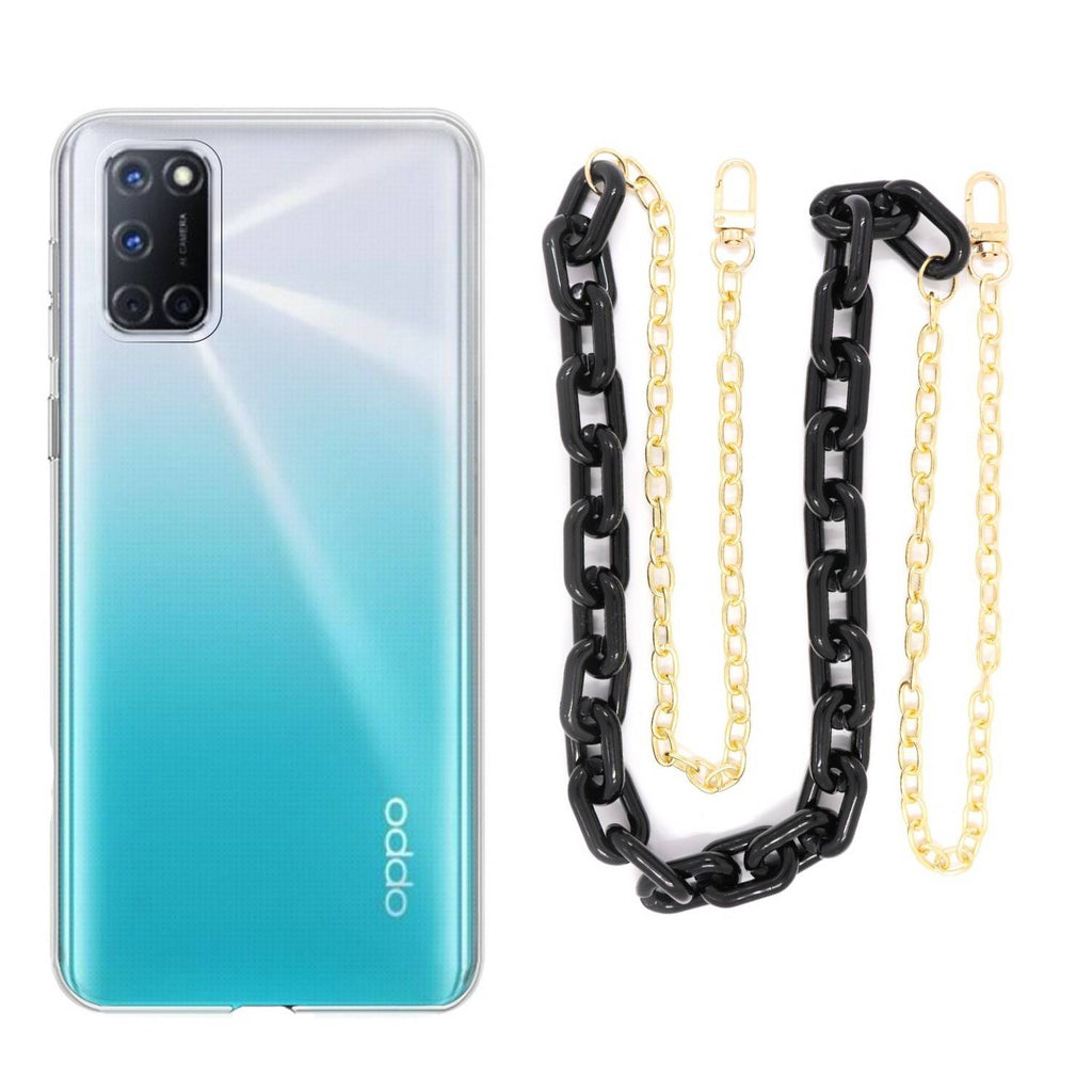 Capa cristal com cordão corrente preto para Oppo A92