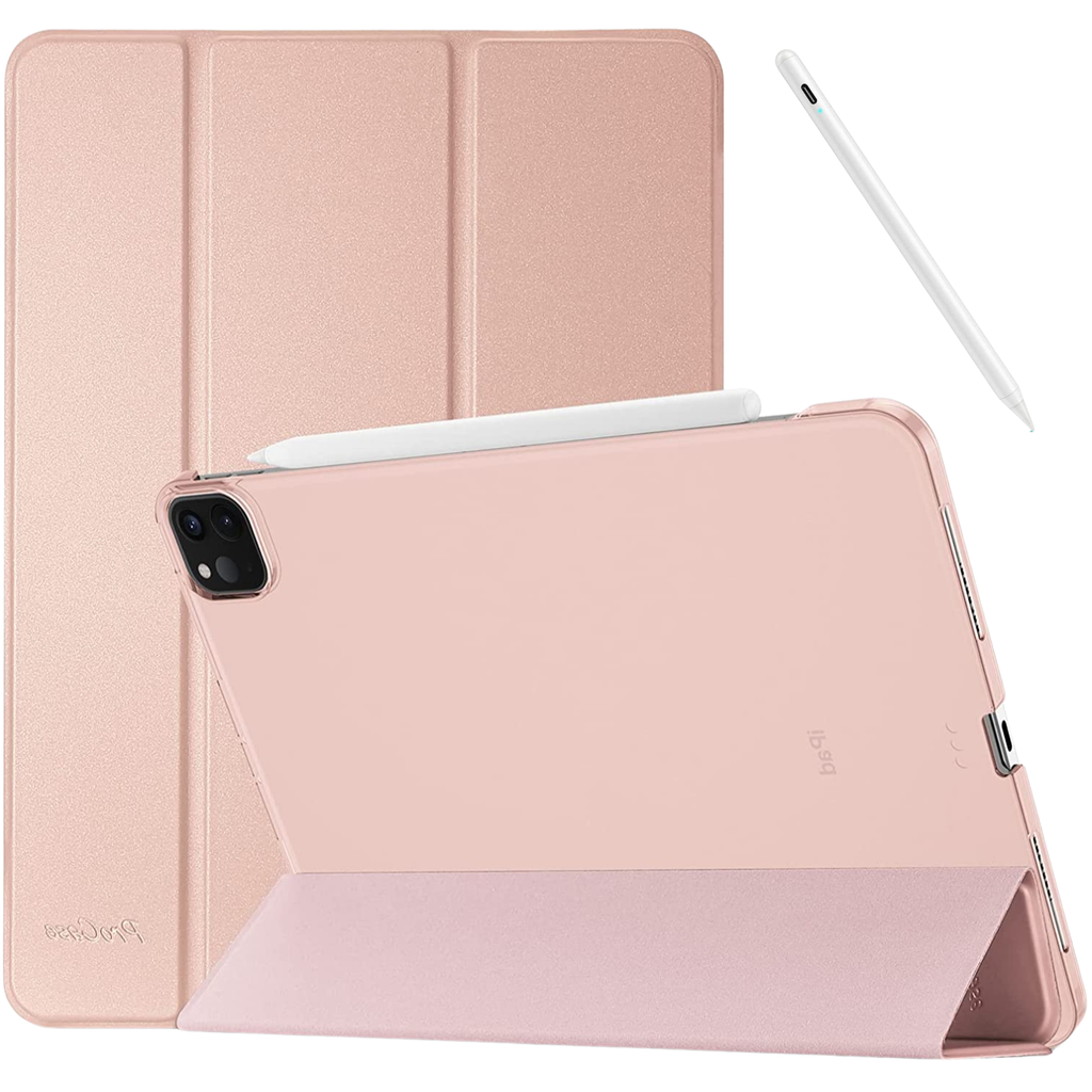 Capa Book Cover Folio com Smart Seep Rosa e Caneta stylus com palm rejection iPad Pro 11 2018