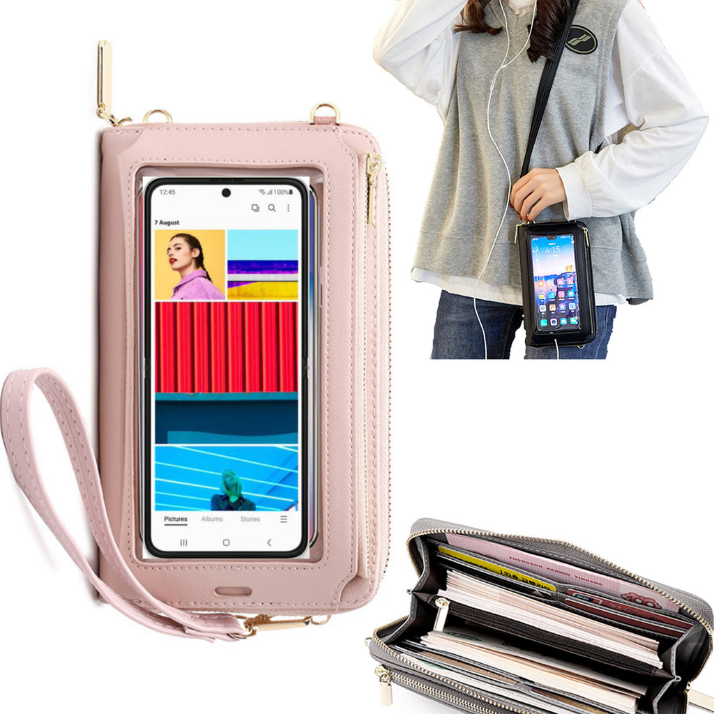 Bolsa Mala tira-colo com função touch ecrã Samsung Z Flip 3 Rosa