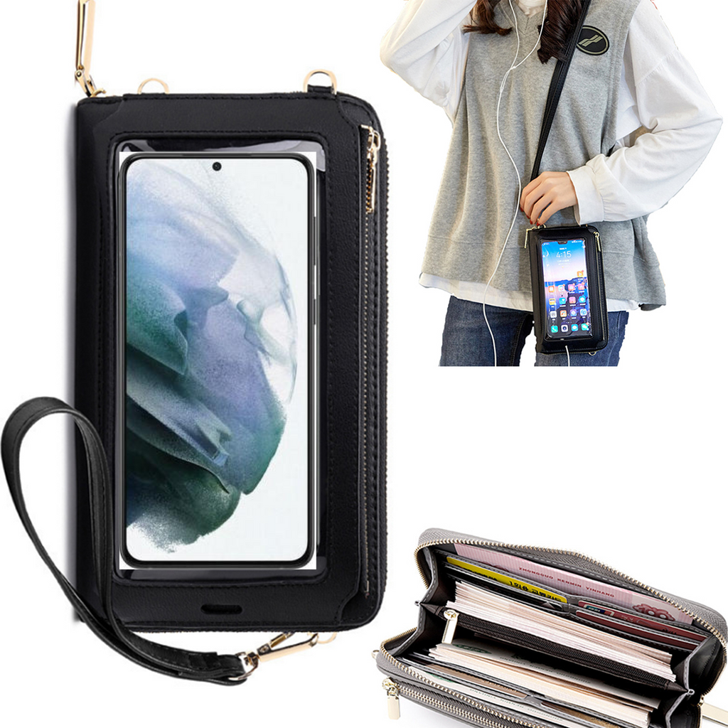 Bolsa Mala tira-colo com função touch ecrã Samsung S21 Plus Preto