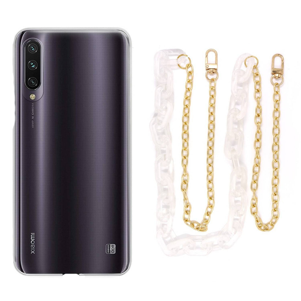 Capa cristal com cordão corrente branco para Xiaomi Mi A3