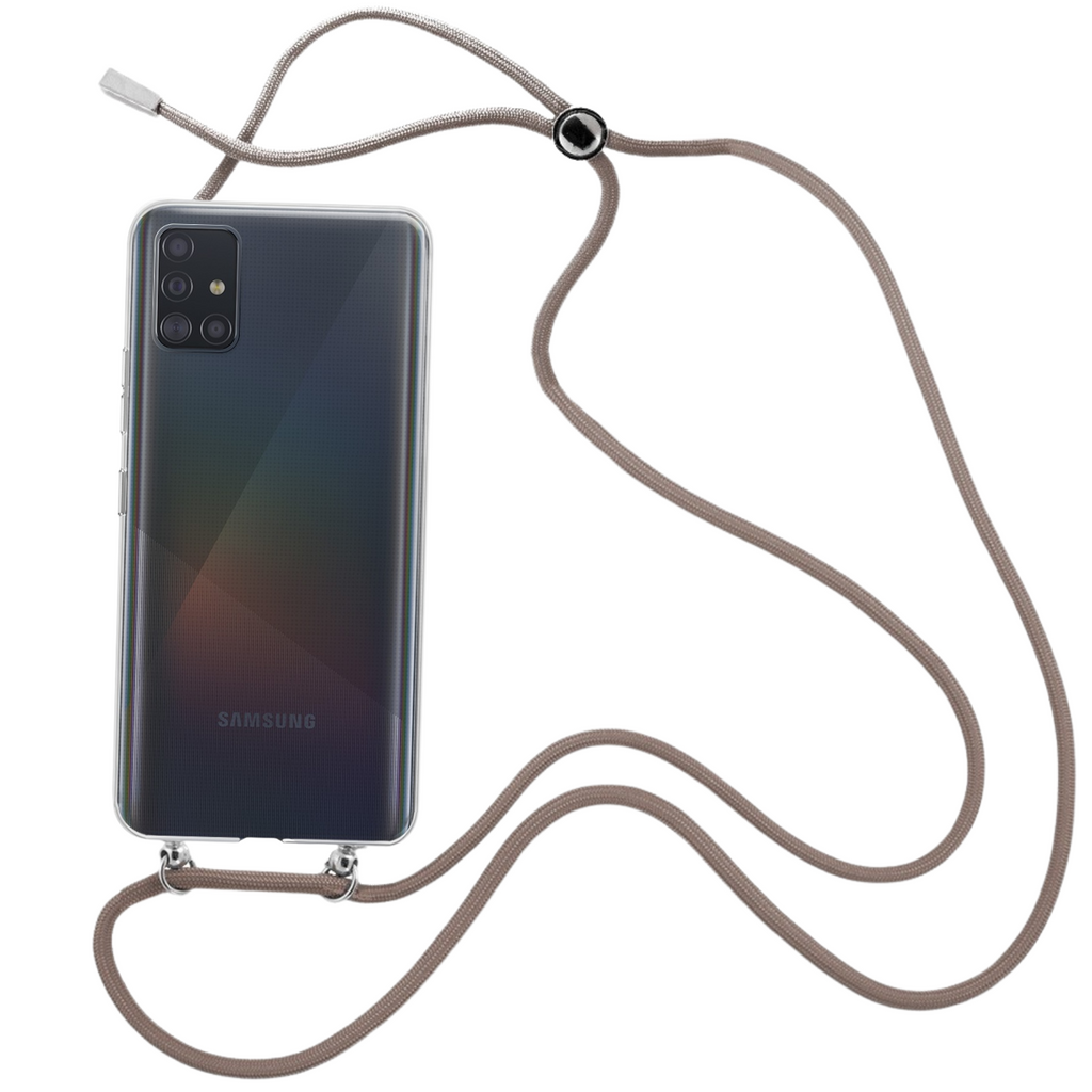 Capa cristal com fio cordão castanho para Samsung Galaxy A71