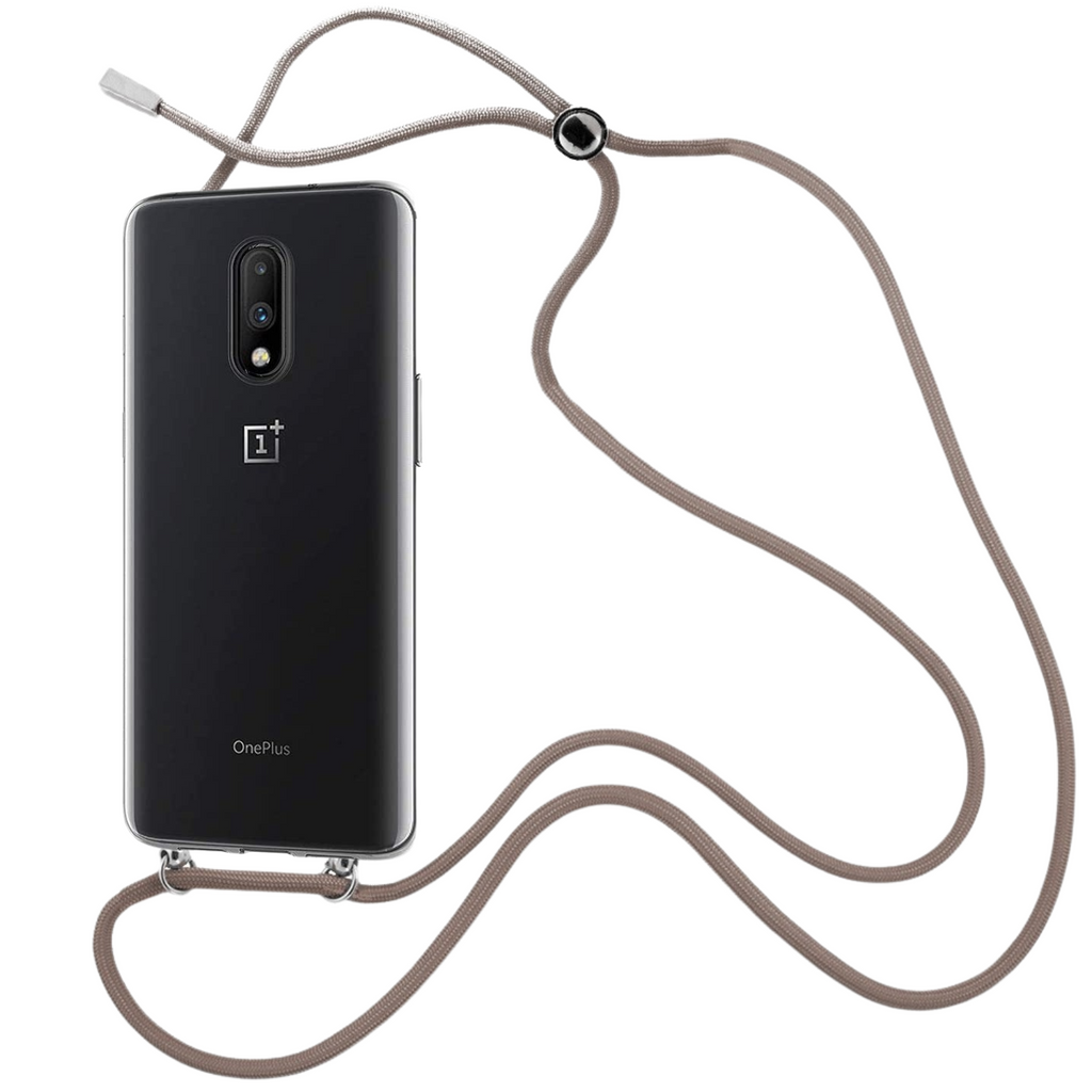 Capa cristal com fio cordão castanho para Oneplus 7