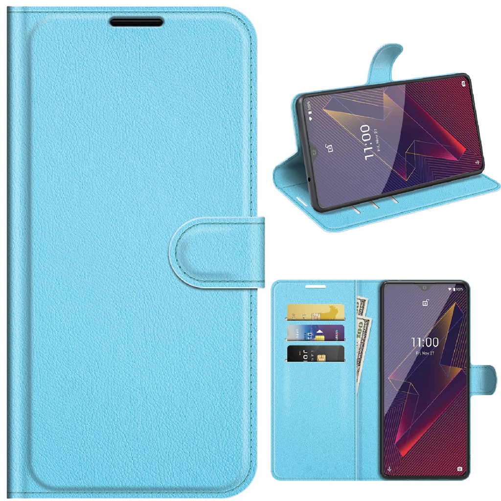 Capa carteira tipo Livro com porta cartões Wiko Power U20 Light Blue