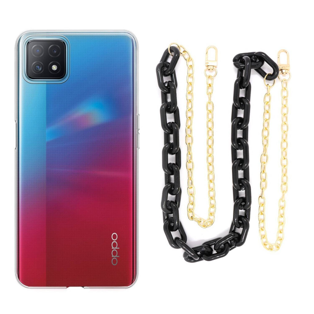 Capa cristal com cordão corrente preto para Oppo A73