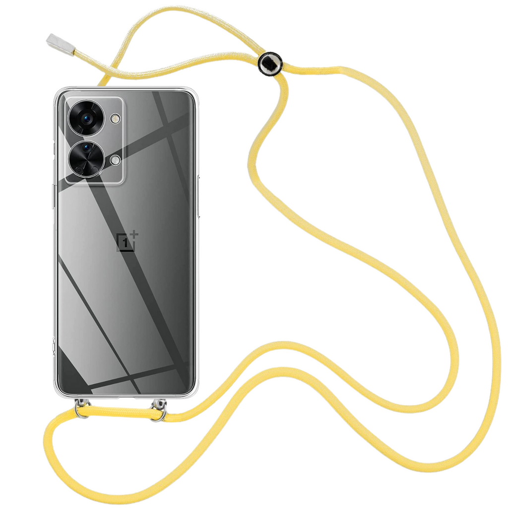 Capa cristal com fio cordão amarelo para Oneplus Nord 2T