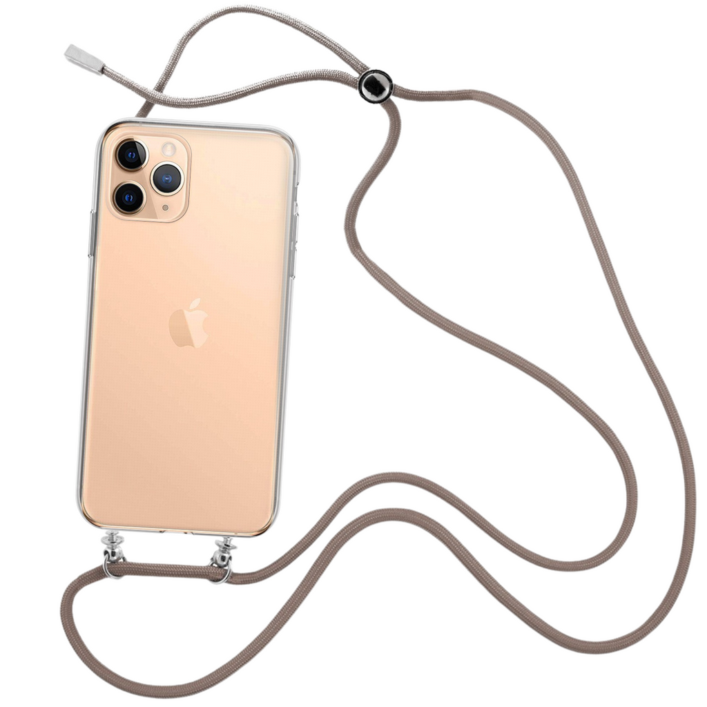 Capa cristal com fio cordão castanho para iPhone 14 Pro